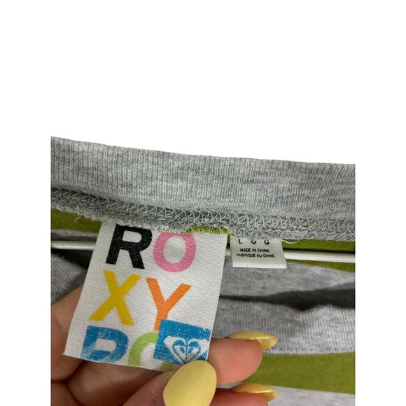 Vintage Roxy Y2K Henley Long Sleeve Striped Bratz Streetwear Top L Nostalgia - Picture 3 of 4